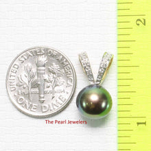 Load image into Gallery viewer, Peacock Pearl Pendant with Diamond – 14k Yellow Gold Rabbit-Ear Bail