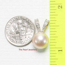 Load image into Gallery viewer, Pink Pearl Pendant with Diamond – 14k Yellow Gold Rabbit-Ear Bail