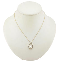 Load image into Gallery viewer, White Pearl Raindrop Pendant with Diamond – 14k Yellow Gold
