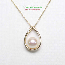 Load image into Gallery viewer, White Pearl Raindrop Pendant with Diamond – 14k Yellow Gold