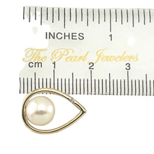 Load image into Gallery viewer, White Pearl Raindrop Pendant with Diamond – 14k Yellow Gold