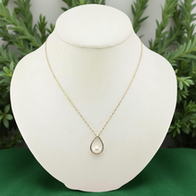Load image into Gallery viewer, White Pearl Raindrop Pendant with Diamond – 14k Yellow Gold