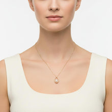 Load image into Gallery viewer, Peach Pearl Raindrop Pendant with Diamond – 14k Yellow Gold