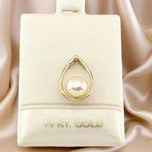 Load image into Gallery viewer, Peach Pearl Raindrop Pendant with Diamond – 14k Yellow Gold