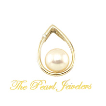 Load image into Gallery viewer, Peach Pearl Raindrop Pendant with Diamond – 14k Yellow Gold