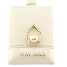 Load image into Gallery viewer, Peach Pearl Raindrop Pendant with Diamond – 14k Yellow Gold