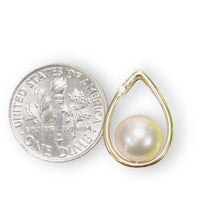 Load image into Gallery viewer, Lavender Pearl Raindrop Pendant with Diamond – 14k Yellow Gold