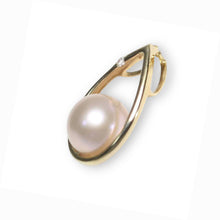 Load image into Gallery viewer, Lavender Pearl Raindrop Pendant with Diamond – 14k Yellow Gold