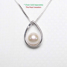 Load image into Gallery viewer, White Pearl Raindrop Pendant with Diamond – 14k White Gold