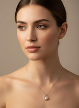 Load image into Gallery viewer, White Pearl Raindrop Pendant with Diamond – 14k White Gold