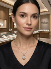 Load image into Gallery viewer, White Pearl Raindrop Pendant with Diamond – 14k White Gold