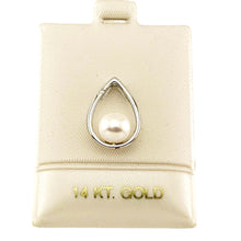 Load image into Gallery viewer, White Pearl Raindrop Pendant with Diamond – 14k White Gold