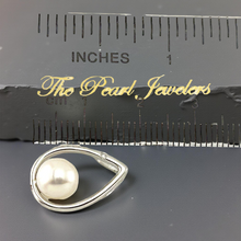 Load image into Gallery viewer, White Pearl Raindrop Pendant with Diamond – 14k White Gold