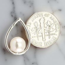 Load image into Gallery viewer, White Pearl Raindrop Pendant with Diamond – 14k White Gold