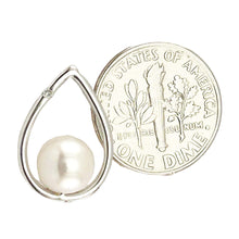 Load image into Gallery viewer, White Pearl Raindrop Pendant with Diamond – 14k White Gold