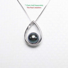 Load image into Gallery viewer, Peacock Pearl Raindrop Pendant with Diamond – 14k White Gold