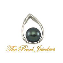 Load image into Gallery viewer, Peacock Pearl Raindrop Pendant with Diamond – 14k White Gold