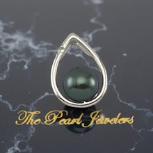 Load image into Gallery viewer, Peacock Pearl Raindrop Pendant with Diamond – 14k White Gold