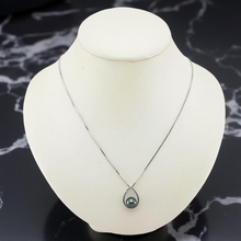 Load image into Gallery viewer, Peacock Pearl Raindrop Pendant with Diamond – 14k White Gold