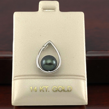 Load image into Gallery viewer, Peacock Pearl Raindrop Pendant with Diamond – 14k White Gold