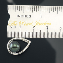 Load image into Gallery viewer, Peacock Pearl Raindrop Pendant with Diamond – 14k White Gold