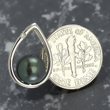 Load image into Gallery viewer, Peacock Pearl Raindrop Pendant with Diamond – 14k White Gold