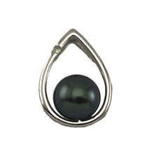 Load image into Gallery viewer, Peacock Pearl Raindrop Pendant with Diamond – 14k White Gold