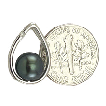 Load image into Gallery viewer, Peacock Pearl Raindrop Pendant with Diamond – 14k White Gold