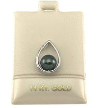 Load image into Gallery viewer, Peacock Pearl Raindrop Pendant with Diamond – 14k White Gold