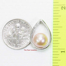 Load image into Gallery viewer, Pink Pearl Pendant with Diamond – 14k White Gold + Silver Chain Option