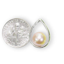 Load image into Gallery viewer, Pink Pearl Pendant with Diamond – 14k White Gold + Silver Chain Option