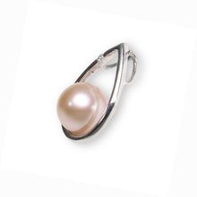 Load image into Gallery viewer, Pink Pearl Pendant with Diamond – 14k White Gold + Silver Chain Option