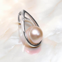 Load image into Gallery viewer, Pink Pearl Pendant with Diamond – 14k White Gold + Silver Chain Option