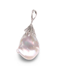 Load image into Gallery viewer, Baroque Pearl Pendant with Diamond “Vines” – 14k White Gold
