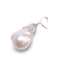 Load image into Gallery viewer, Baroque Pearl Pendant with Diamond “Vines” – 14k White Gold