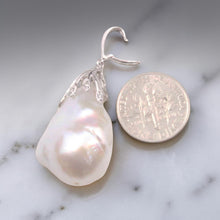 Load image into Gallery viewer, Baroque Pearl Pendant with Diamond “Vines” – 14k White Gold