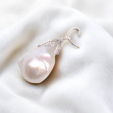 Load image into Gallery viewer, Baroque Pearl Pendant with Diamond “Vines” – 14k White Gold