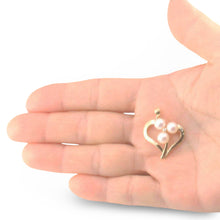 Load image into Gallery viewer, White Pearl Heart Pendant with Diamond – 14k Yellow Gold