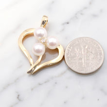 Load image into Gallery viewer, White Pearl Heart Pendant with Diamond – 14k Yellow Gold
