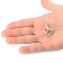 Load image into Gallery viewer, Tricolor Pearl Heart Pendant with Diamond – 14k Yellow Gold