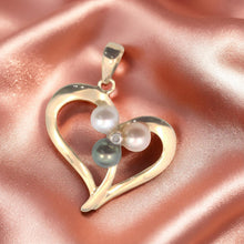 Load image into Gallery viewer, Tricolor Pearl Heart Pendant with Diamond – 14k Yellow Gold