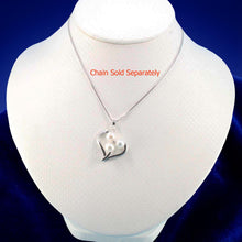 Load image into Gallery viewer, White Pearl Heart Pendant with Diamond – 14k White Gold