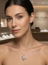 Load image into Gallery viewer, White Pearl Heart Pendant with Diamond – 14k White Gold