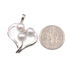 Load image into Gallery viewer, White Pearl Heart Pendant with Diamond – 14k White Gold