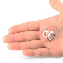 Load image into Gallery viewer, White Pearl Heart Pendant with Diamond – 14k White Gold
