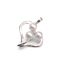 Load image into Gallery viewer, White Pearl Heart Pendant with Diamond – 14k White Gold