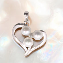 Load image into Gallery viewer, White Pearl Heart Pendant with Diamond – 14k White Gold