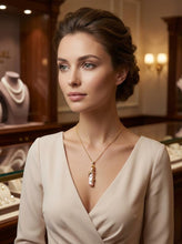 Load image into Gallery viewer, Dragon Wrapped Biwa Pearl Pendant – 14k Yellow Gold with Diamond