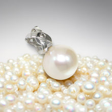 Load image into Gallery viewer, White Pearl Pendant – 14k White Gold with Diamond Bail