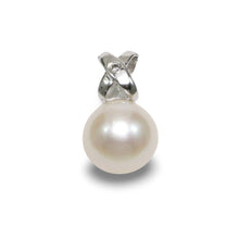 Load image into Gallery viewer, White Pearl Pendant – 14k White Gold with Diamond Bail